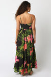 Shila Floral Square Neck Maxi Dress - Black/Green/Pink
