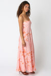 Shila Floral Square Neck Maxi Dress - Pink/Orange