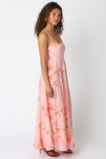 Shila Floral Square Neck Maxi Dress - Pink/Orange