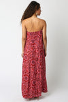 Margret Strapless Floral Paisley Print Maxi Dress