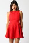 Michelle A-Line Flare Sleeveless Mini Dress - Red