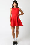 Michelle A-Line Flare Sleeveless Mini Dress - Red