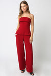 Susie Strapless Top & Straight Leg Pants Set
