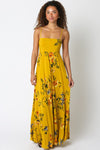 Shila Floral Square Neck Maxi Dress - Mustard