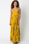 Shila Floral Square Neck Maxi Dress - Mustard