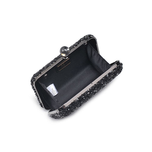 Juni Clear Closure Beaded Clutch - Black