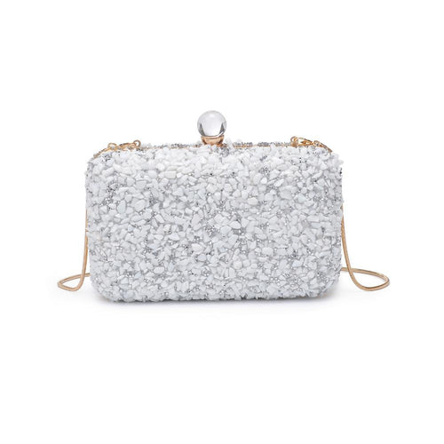 Juni Clear Closure Beaded Clutch - White