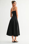 Katarin Square Neck Contour A-Line Midi Dress - Black - ETA 11/25/25