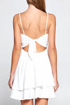 Seline Square Neck Mini Ruffle Dress - White