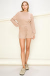 Dorel Long Sleeve Knit Romper - Taupe