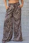 Zoe Satin Leopard Print Wide Leg Pants