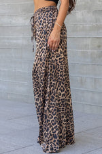 Zoe Satin Leopard Print Wide Leg Pants