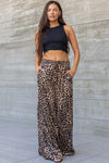 Zoe Satin Leopard Print Wide Leg Pants