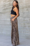 Zoe Satin Leopard Print Wide Leg Pants