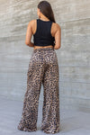 Zoe Satin Leopard Print Wide Leg Pants