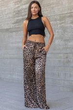 Zoe Satin Leopard Print Wide Leg Pants