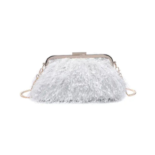 Rosalind Fringe Gold Detail Clutch - Ivory