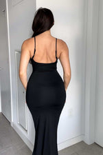 Deena Cami Low Neckline Bodycon Maxi Dress - Black