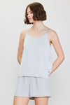 Lennon Satin Double Strap Cami Top - Dove Grey