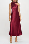 Kairi One Shoulder Satin Maxi Dress - Burgundy
