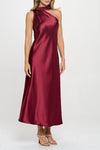 Kairi One Shoulder Satin Maxi Dress - Burgundy