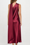 Kairi One Shoulder Satin Maxi Dress - Burgundy