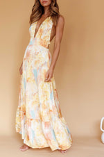 Suzette Satin V-Neckline Maxi Dress