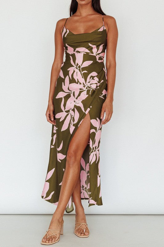 Elda Floral Slip Side Slit Maxi Dress