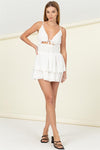 Magda Eyelet Cut Out Tiered Mini Dress - White
