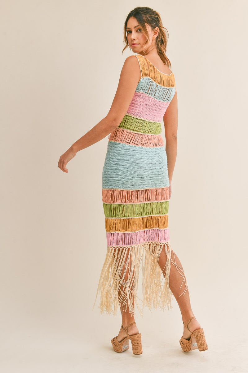 Terri Multi Color Block Crochet Fringe Maxi Dress Girls Will Be Girls Terri Multi Color Block Crochet Fringe Maxi Dress Girls Will Be Girls