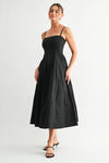 Katarin Square Neck Contour A-Line Midi Dress - Black - ETA 11/25/25