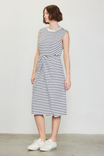 Antoinette Sleeveless Stripe Knot Twist Midi Dress