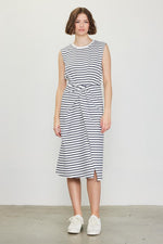 Antoinette Sleeveless Stripe Knot Twist Midi Dress