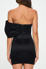 Sylvy Off The Shoulder Side Bow Bodycon Mini Dress - Black