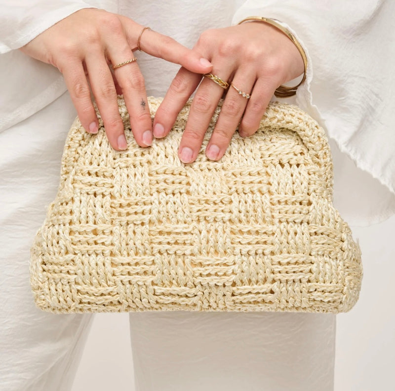 Elmira Woven Clutch - Cream