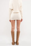 Jules Cable Knit Sweater Top And Mini Skirt Set - Ivory
