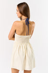 Marion Linen Shell Embroidered Halter Mini Dress