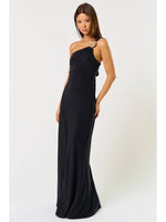 Nelinda One Shoulder Tie Back Shell Embellished Maxi Dress - Black