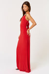 Nelinda One Shoulder Tie Back Shell Embellished Maxi Dress - Red
