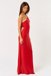 Nelinda One Shoulder Tie Back Shell Embellished Maxi Dress - Red
