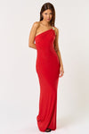 Nelinda One Shoulder Tie Back Shell Embellished Maxi Dress - Red