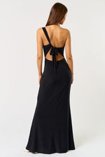 Nelinda One Shoulder Tie Back Shell Embellished Maxi Dress - Black