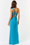 Nelinda One Shoulder Tie Back Shell Embellished Maxi Dress - Blue