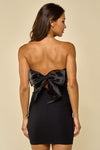 Peggie Strapless Organza Tie Back Mini Dress - Black