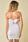 Peggie Strapless Organza Tie Back Mini Dress - White