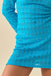 Aurelia Crochet Long Sleeve Mini Dress - Blue