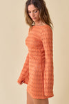 Aurelia Crochet Long Sleeve Mini Dress - Orange