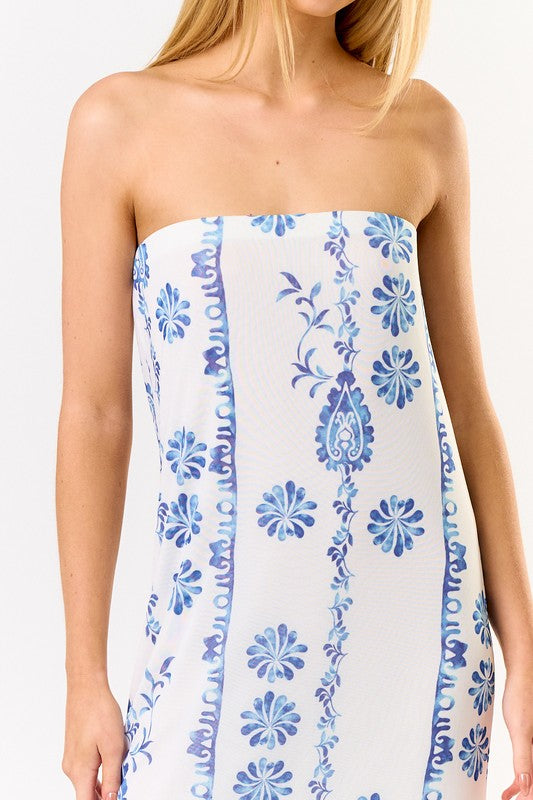 Louise Strapless Print Maxi Dress