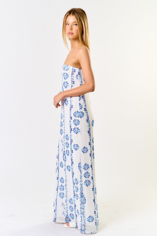 Louise Strapless Print Maxi Dress