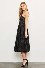 Alda Strapless Overlay Lace Midi Dress